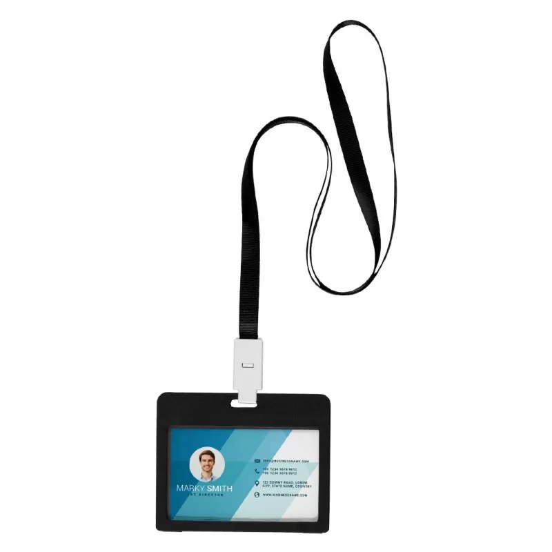 HOLDING, plastični uložak za identifikacionu karticu sa trakicom, crni