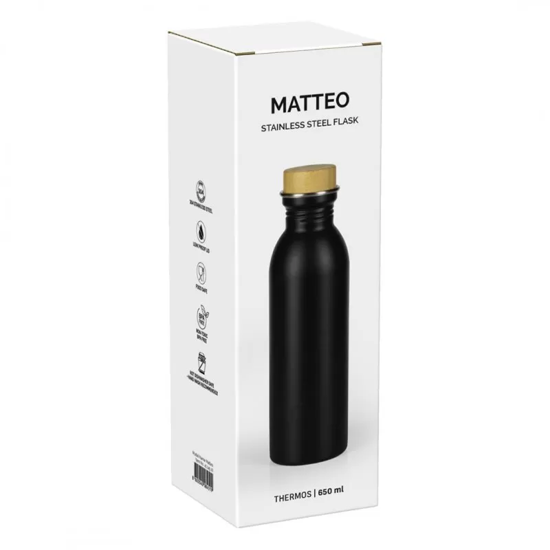 MATTEO, sportska boca, 650 ml, crni
