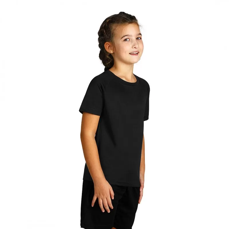 RECORD KIDS, dečja sportska majica sa raglan rukavima, crna