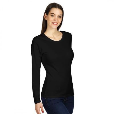 MISS, ženska pamučna majica dugih rukava, 160 g/m2, crna