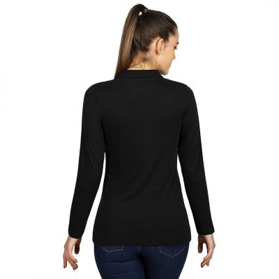 UNA LSL, ženska pamučna polo majica dugih rukava, 180 g/m2, crna