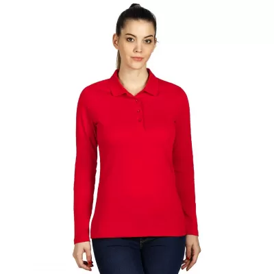 UNA LSL, ženska pamučna polo majica dugih rukava, 180 g/m2, crvena