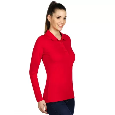 UNA LSL, ženska pamučna polo majica dugih rukava, 180 g/m2, crvena