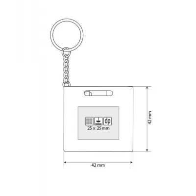 BRICK, plastični privezak za ključeve sa metrom, 1 m, beli