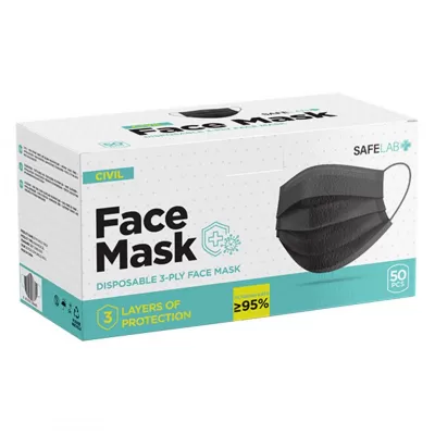 DFM SINGLE PACK, zaštitna maska za jednokratnu upotrebu u pojedinačnom pakovanju, crna