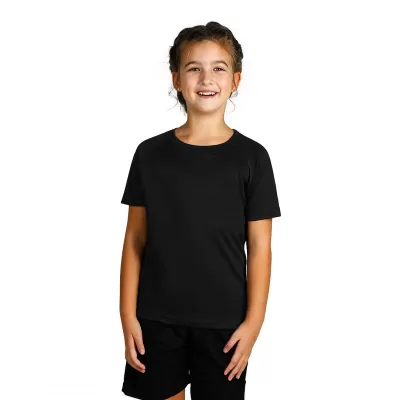 RECORD KIDS, dečja sportska majica sa raglan rukavima, 130 g/m2, crna