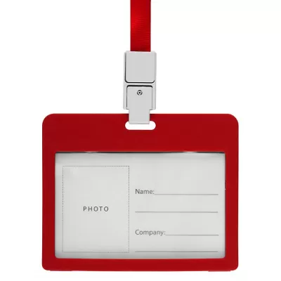 HOLDING, plastični uložak za identifikacionu karticu sa trakicom, crveni