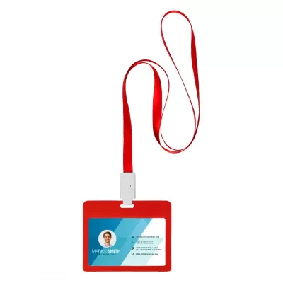 HOLDING, plastični uložak za identifikacionu karticu sa trakicom, crveni