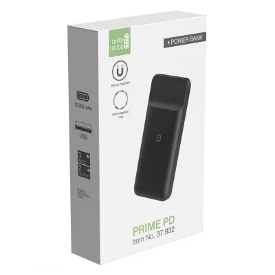 PRIME PD, pomoćna baterija sa magnetom, 10.000 mah, crna