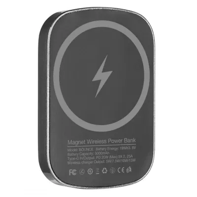 BOUNCE, pomoćna baterija sa magnetom 5.000 mah, tamno siva