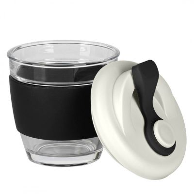 GUSTO, čaša sa silikonskim držačem, 250 ml, crna