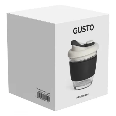 GUSTO, čaša sa silikonskim držačem, 250 ml, crna