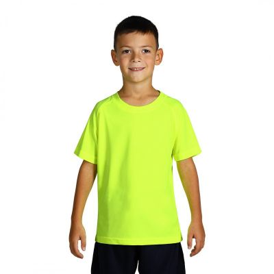 RECORD KIDS, dečja sportska majica sa raglan rukavima, 130 g/m2, neon žuta