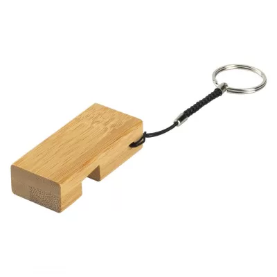 KEEPER, drveni privezak za ključeve sa držačem za mobilne uređaje, bež