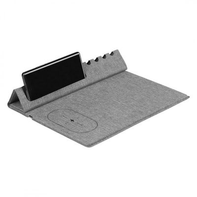 MULTI PAD, podloga za kompjuterski miš i bežični punjač, 15w, siva