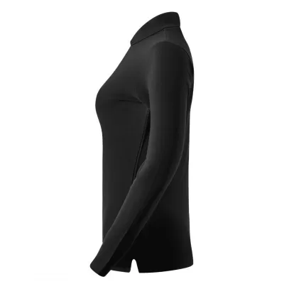 LINDA, ženska pamučna polo majica dugih rukava, 200 g/m2, crna