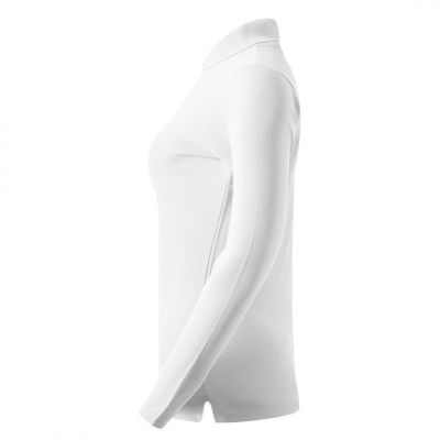 LINDA, ženska pamučna polo majica dugih rukava, 200 g/m2, bela