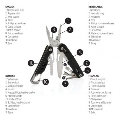 Solid multitool with carabiner