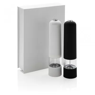 Electric pepper and salt mill set