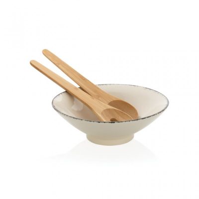 Ukiyo salad bowl with bamboo salad server