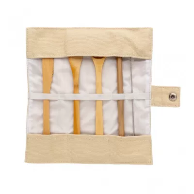 Reusable bamboo travel cutlery set