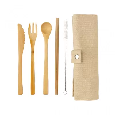 Reusable bamboo travel cutlery set