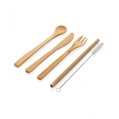 Reusable bamboo travel cutlery set