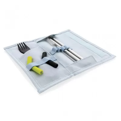 Tierra 2pcs straw and cutlery set in pouch