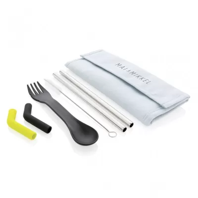 Tierra 2pcs straw and cutlery set in pouch