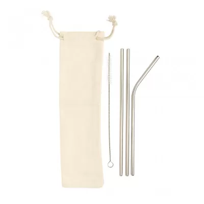 Reusable stainless steel 3 pcs straw set