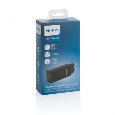 Philips 65W ultra fast PD 3-port USB wall charger