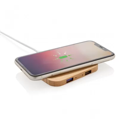 Bamboo 5W wireless charger with USB