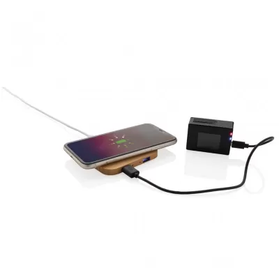 Bamboo 5W wireless charger with USB