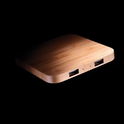 Bamboo 5W wireless charger with USB