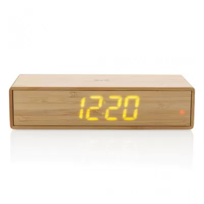 Bamboo alarm clock with 5W wireless charger