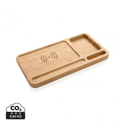 Bamboo desk organiser 10W wireless charger