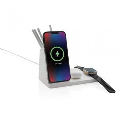 Ontario recycled plastic & bamboo 3-in-1 wireless charger