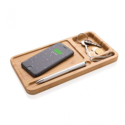 Bamboo desk organiser 5W wireless charger