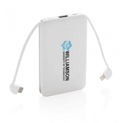 5.000 mAh Pocket Powerbank with integrated cables