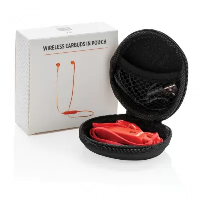 Wireless earbuds in pouch