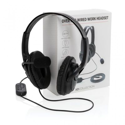 Over ear wired work headset