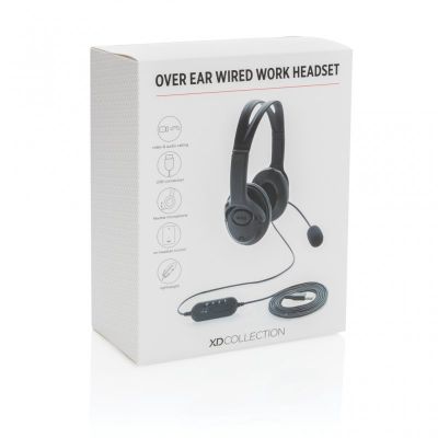 Over ear wired work headset