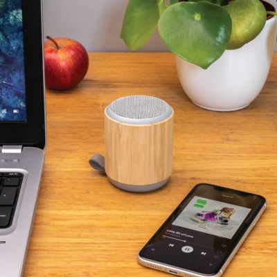 Bamboo and fabric 3W wireless speaker