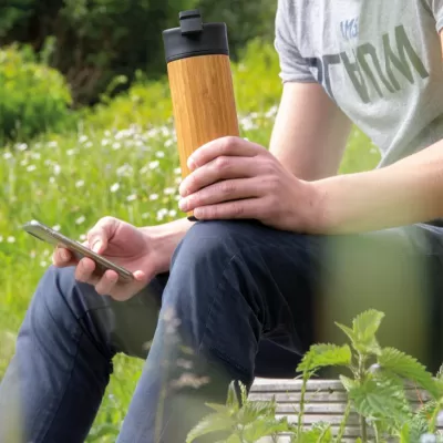 Bogota vacuum bamboo coffee mug