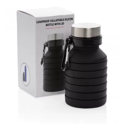 Leakproof collapsible silicone bottle with lid