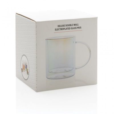 Deluxe double wall electroplated glass mug