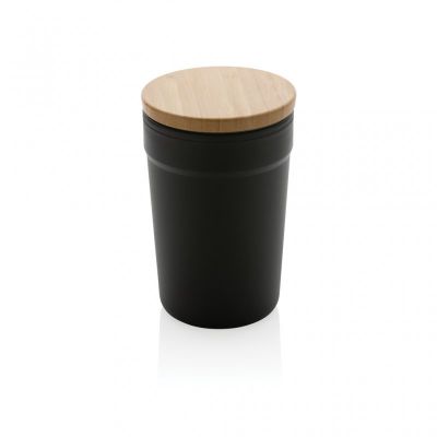 GRS certified recycled PP mug with bamboo lid