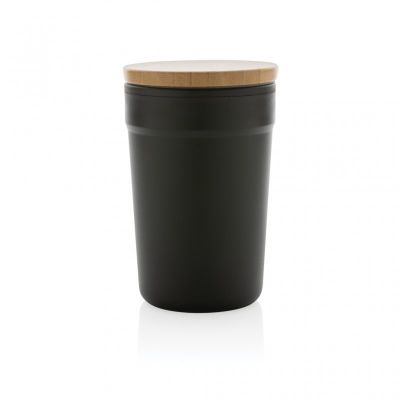 GRS certified recycled PP mug with bamboo lid