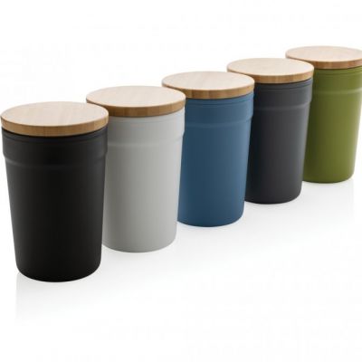 GRS certified recycled PP mug with bamboo lid