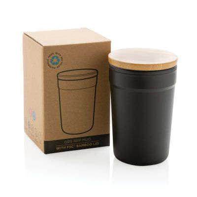 GRS certified recycled PP mug with bamboo lid